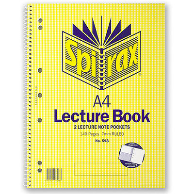 Image for SPIRAX 598 LECTURE BOOK 7MM RULED 7 HOLE PUNCHED SPIRAL BOUND 140 PAGE A4 from MOE Office Products Depot Mackay & Whitsundays
