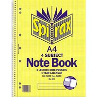 spirax 606 4-subject notebook spiral bound 320 page a4