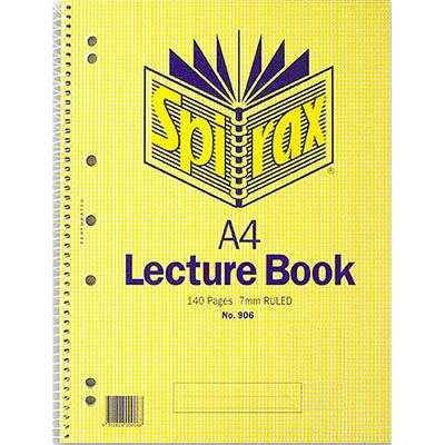Image for SPIRAX 906 LECTURE BOOK 7MM RULED 7 HOLE PUNCHED SIDE OPEN SPIRAL BOUND 140 PAGE A4 from Office Products Depot