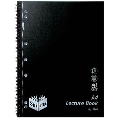 Image for SPIRAX P906 LECTURE BOOK 7MM RULED 7 HOLE PUNCHED WIRO BOUND A4 BLACK from Ross Office Supplies Office Products Depot
