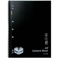 spirax p906 lecture book 7mm ruled 7 hole punched wiro bound a4 black