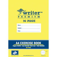 writer premium exercise book qld ruling year 3/4 70gsm 96 page a4 sea shell