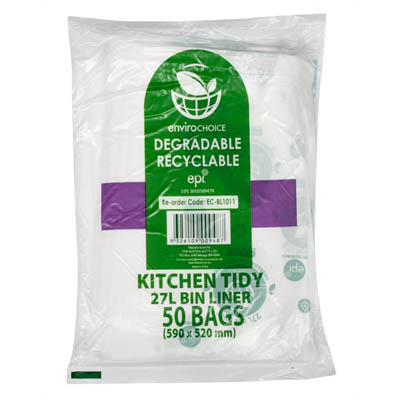 Image for ENVIROCHOICE BIN LINER DEGRADEABLE HIGH DENSITY 27 LITRE CLEAR PACK 50 from MOE Office Products Depot Mackay & Whitsundays