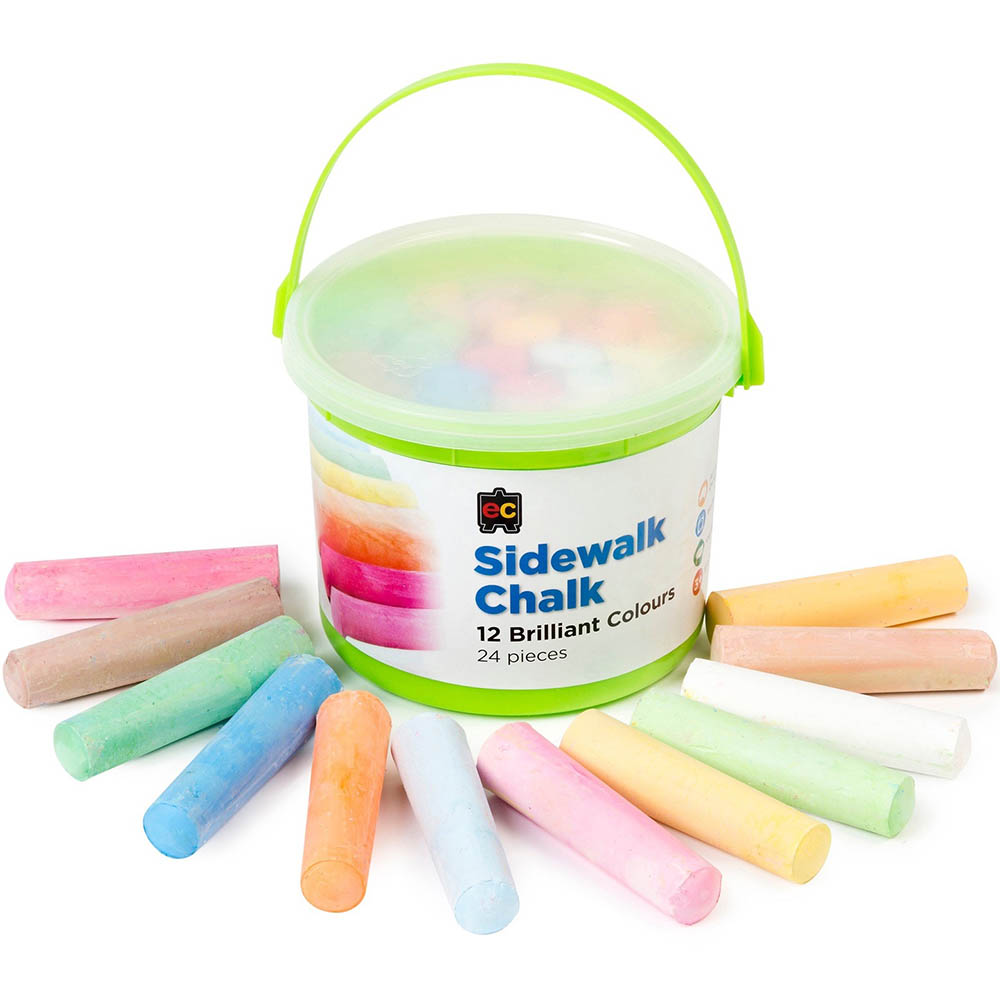 Image for EDUCATIONAL COLOURS SIDEWALK CHALK ASSORTED BUCKET 24 from Margaret River Office Products Depot