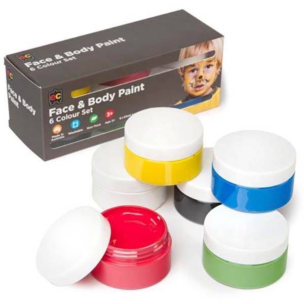 Image for EDUCATIONAL COLOURS FACE AND BODY PAINT 50ML ASSORTED PACK 6 from Ross Office Supplies Office Products Depot