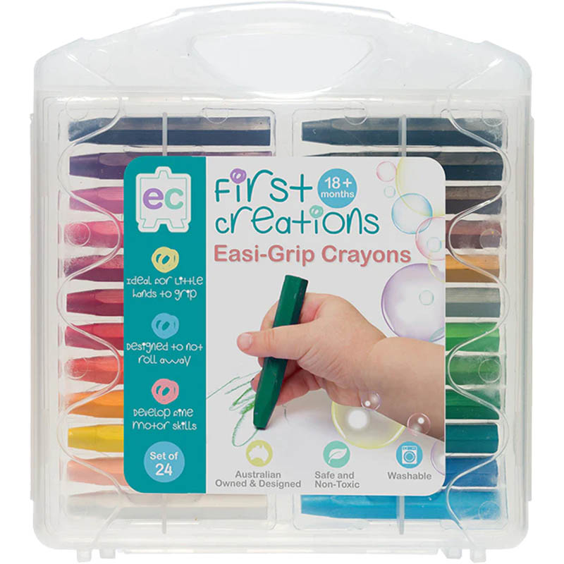Image for EDUCATIONAL COLOURS FIRST CREATIONS EASI-GRIP CRAYONS ASSORTED PACK 24 from Ross Office Supplies Office Products Depot