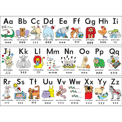Image for LEARNING CAN BE FUN WALL CHART SILLY ALPHABET FRIEZE PACK 3 from Albany Office Products Depot