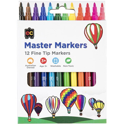 Image for EDUCATIONAL COLOURS MASTER MARKERS PACK 12 from Ross Office Supplies Office Products Depot