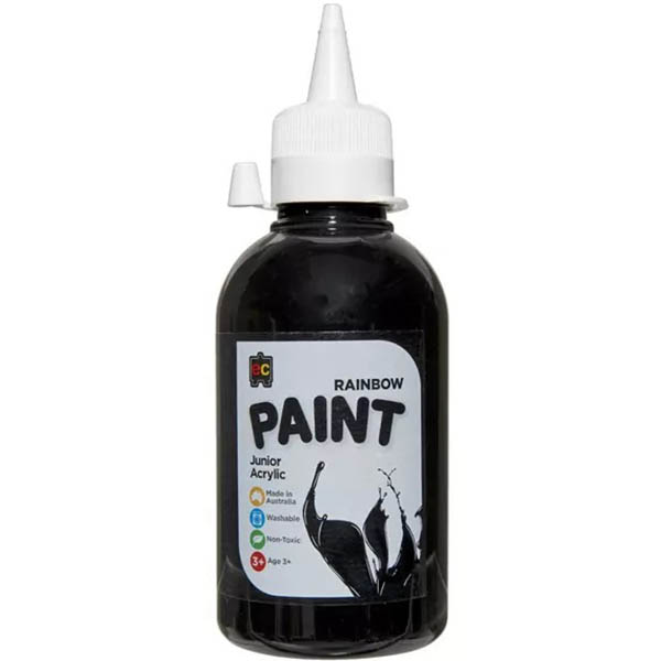 Image for EDUCATIONAL COLOURS RAINBOW JUNIOR ACRYLIC PAINT 250ML BLACK from Office Products Depot Gold Coast
