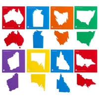 educational colours stencil australia and state maps pack 8