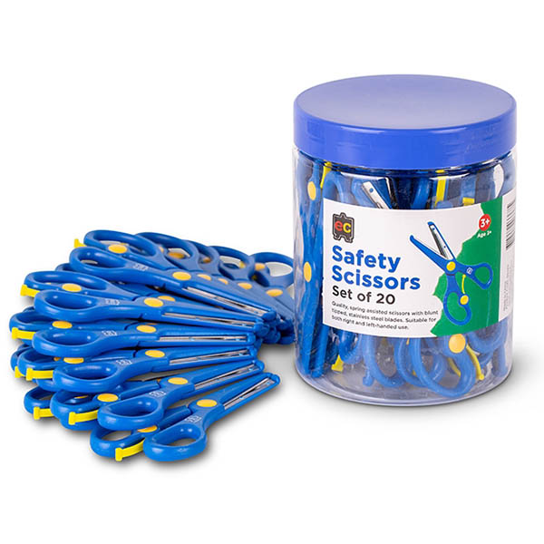 Image for EDUCATIONAL COLOURS SAFETY SCISSORS LEFT/RIGHT HAND 134MM BLUE TUB 20 from MOE Office Products Depot Mackay & Whitsundays