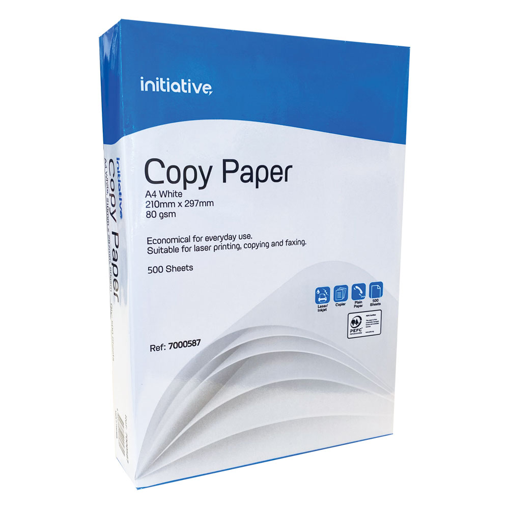 INITIATIVE A4 OFFICE COPY PAPER 80GSM WHITE PACK 500 SHEETS Office