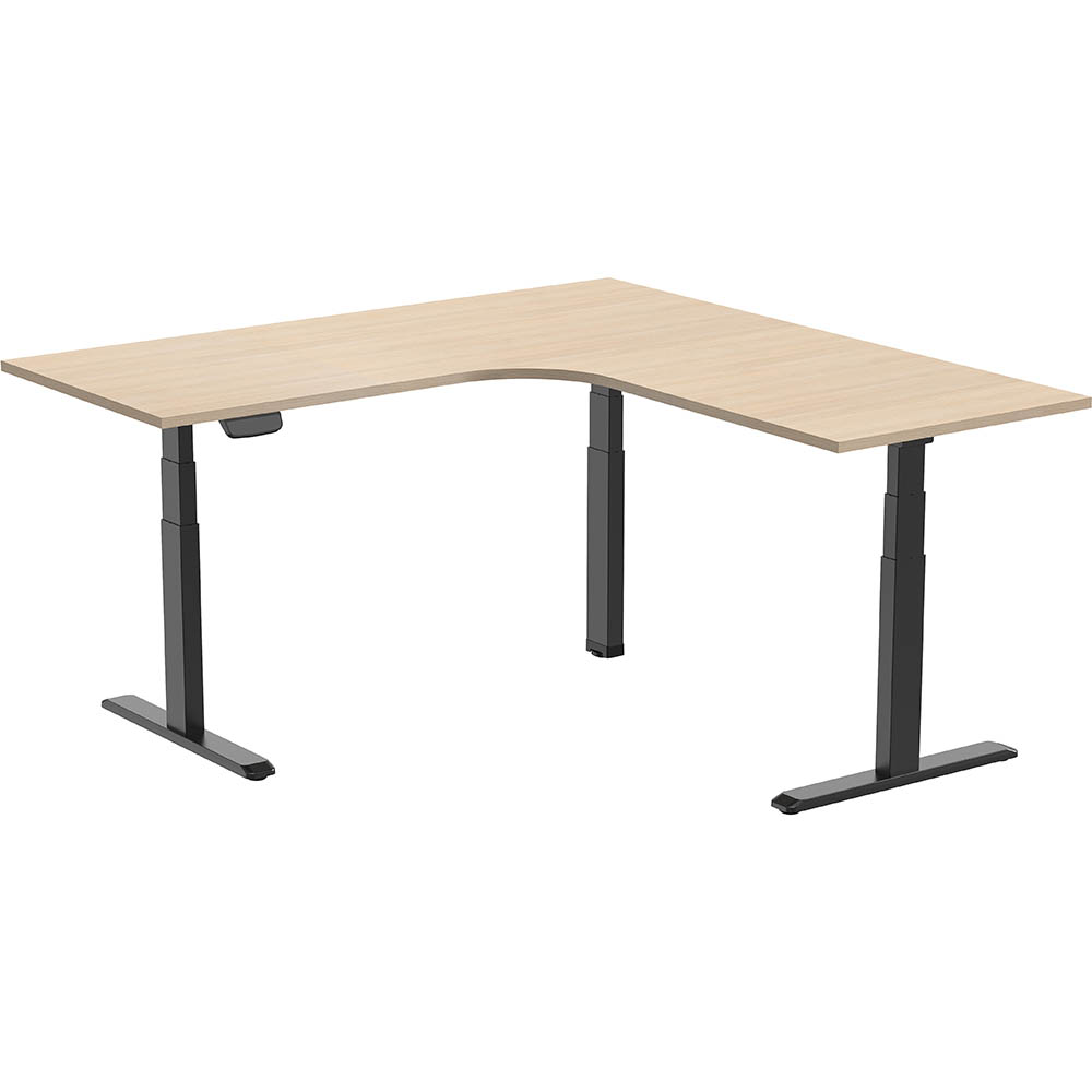 Image for ERGOVIDA EED-633D ELECTRIC SIT-STAND CORNER DESK 1800 X 1800 X 750MM BLACK/OAK from MOE Office Products Depot Mackay & Whitsundays