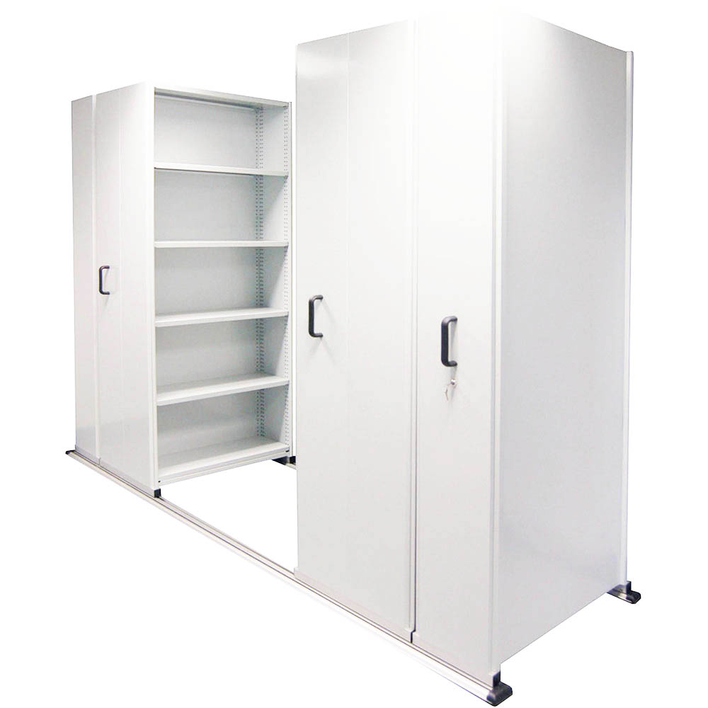 Image for APC EZISLIDE AISLE SAVER 4 BAY 5 SHELVES 2750 X 2175 X 1200 X 400MM WHITE from Ross Office Supplies Office Products Depot