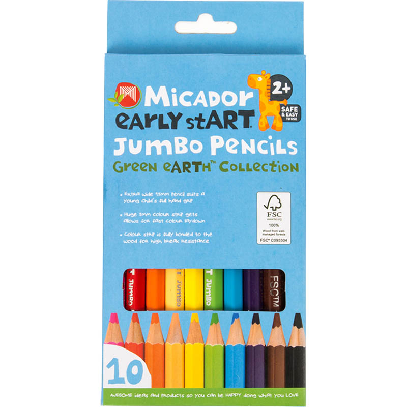 Image for MICADOR EARLY START JUMBO COLOUR PENCILS ASSORTED PACK 10 from Office Products Depot Gold Coast