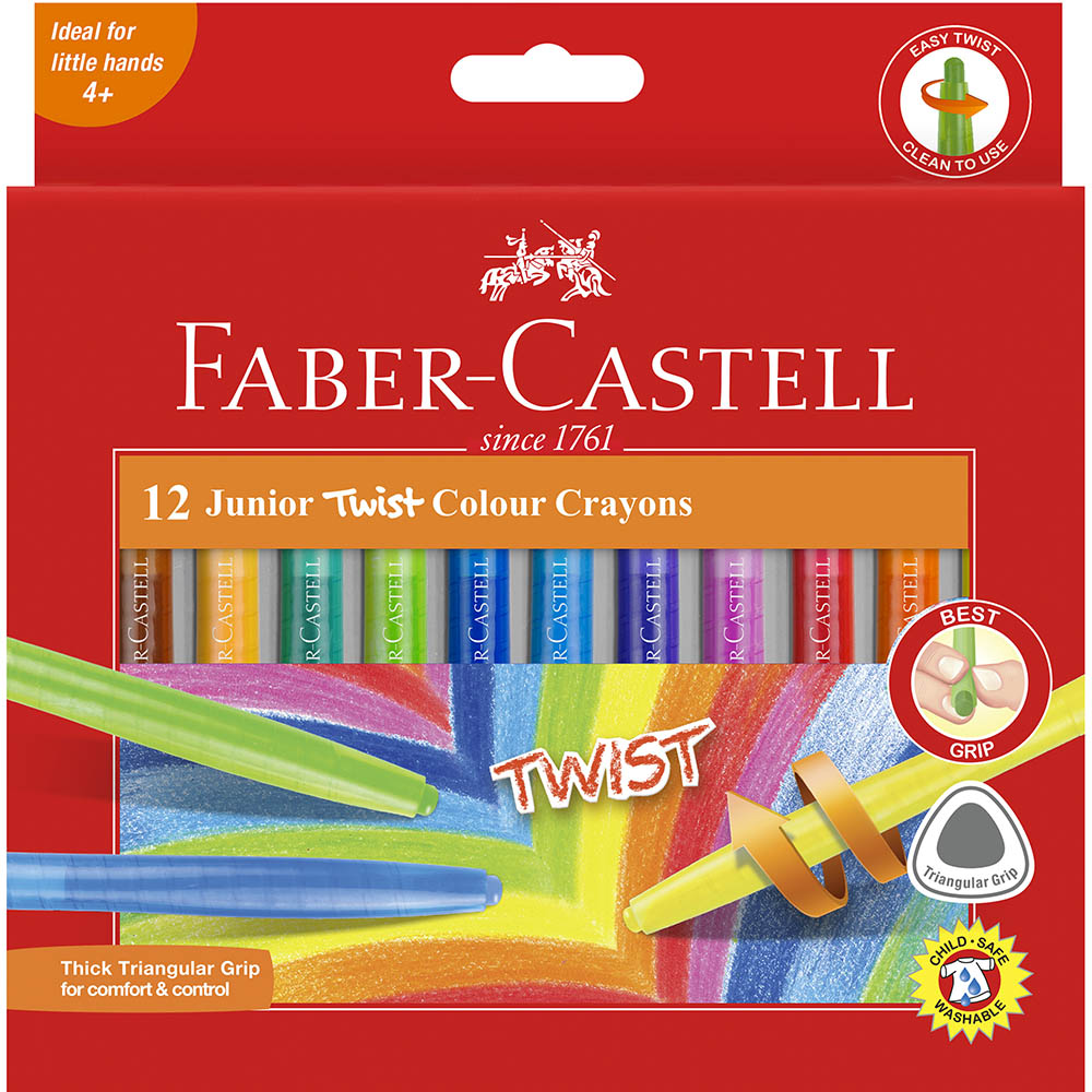 Image for FABER-CASTELL JUNIOR TWIST CRAYONS ASSORTED PACK 12 from Office Products Depot Gold Coast