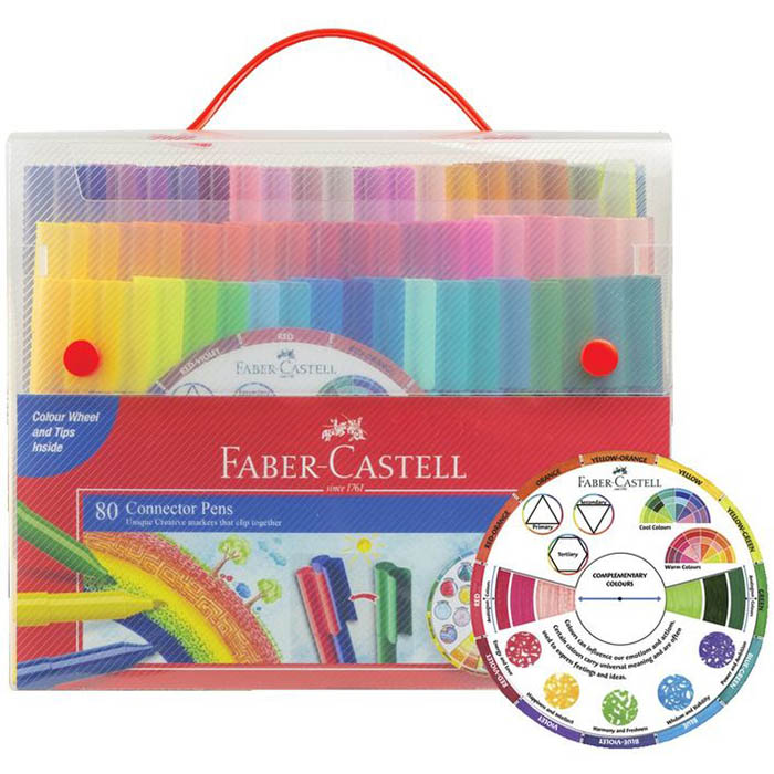 Image for FABER-CASTELL CONNECTOR PENS WITH COLOUR WHEEL ASSORTED PACK 80 from Albany Office Products Depot