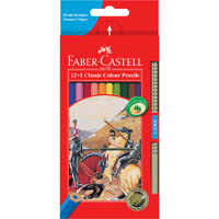 faber-castell classic colour pencils assorted pack 12 bonus gold grip pencil