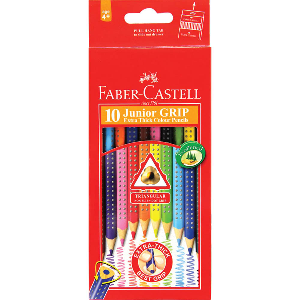 Image for FABER-CASTELL JUNIOR GRIP COLOURED PENCILS ASSORTED PACK 10 from Ross Office Supplies Office Products Depot
