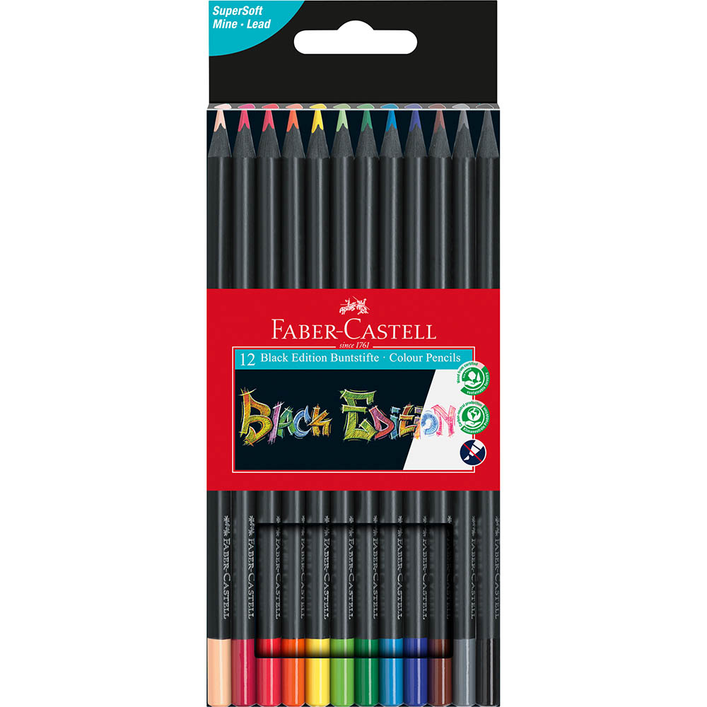 Image for FABER-CASTELL BLACK EDITION COLOUR PENCILS ASSORTED PACK 12 from MOE Office Products Depot Mackay & Whitsundays