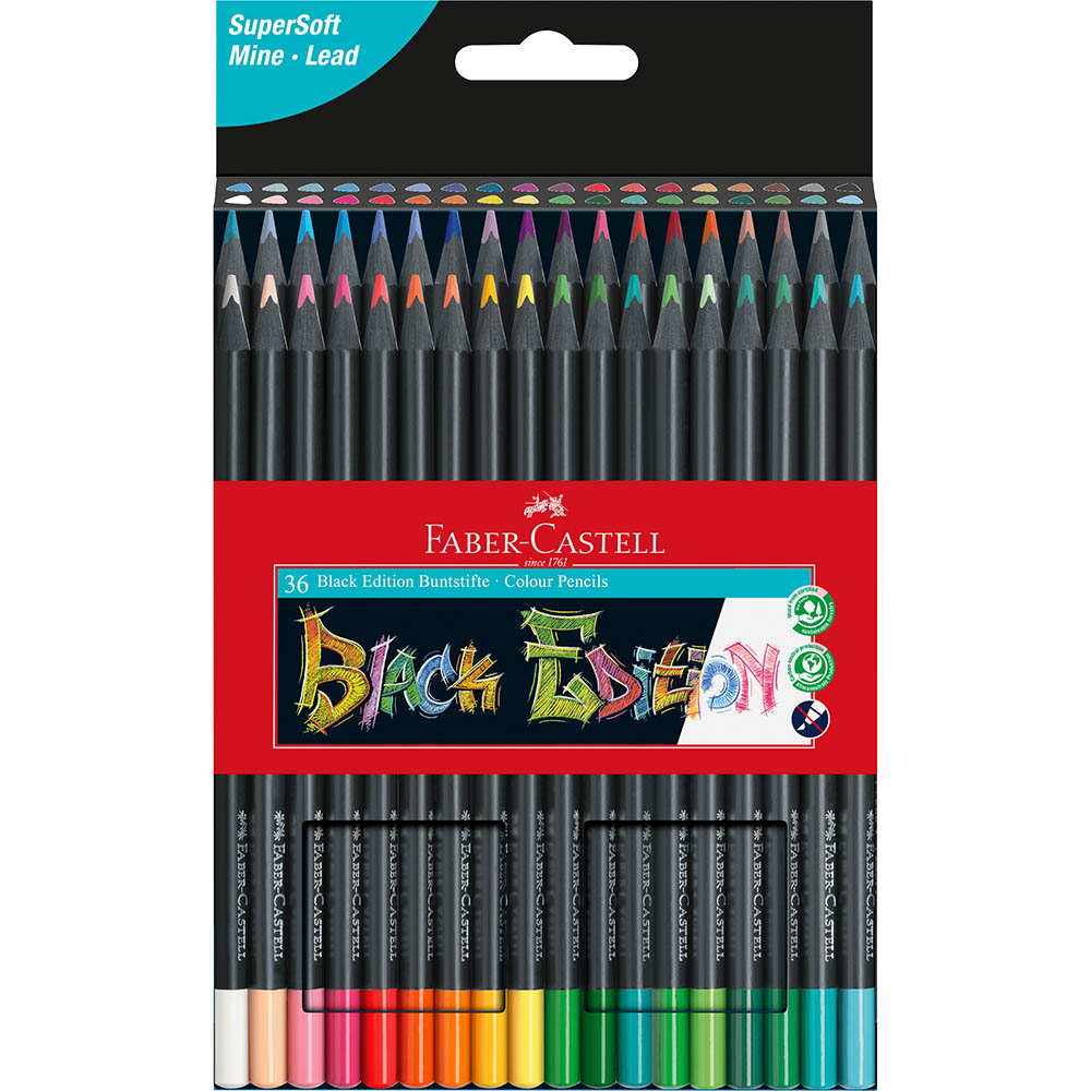 Image for FABER-CASTELL BLACK EDITION COLOUR PENCILS ASSORTED PACK 36 from MOE Office Products Depot Mackay & Whitsundays