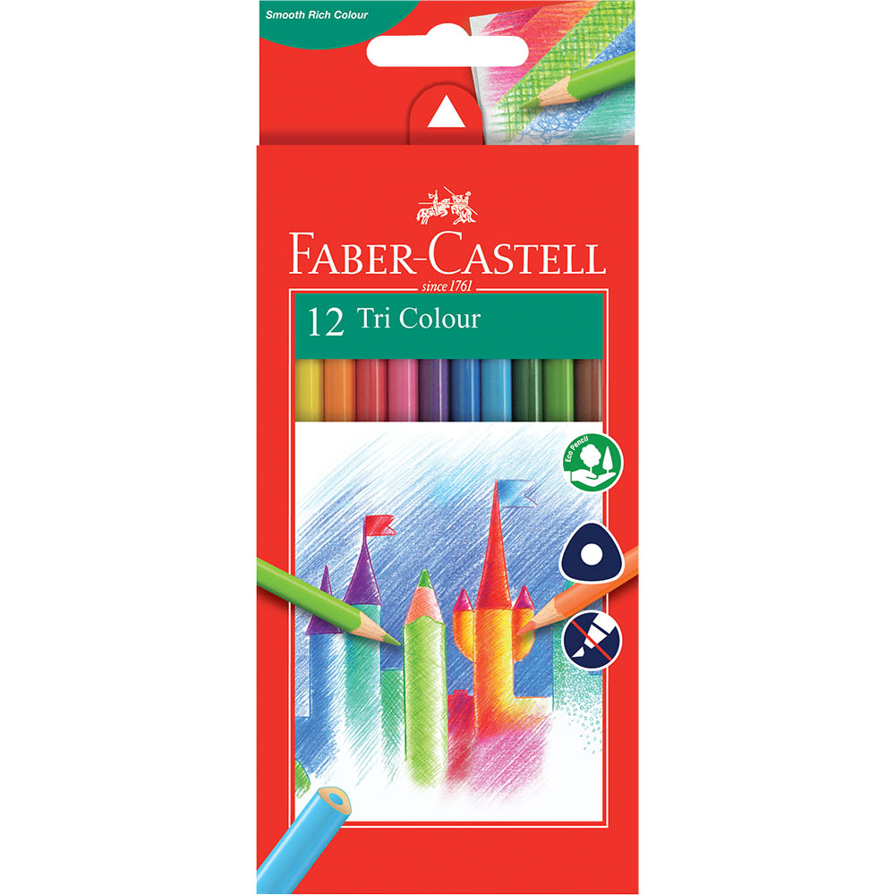 Image for FABER-CASTELL TRIANGULAR COLOUR PENCILS ASSORTED PACK 12 from Total Supplies Pty Ltd