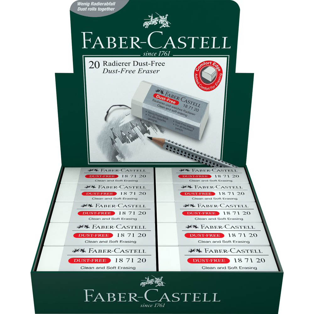 Image for FABER-CASTELL DUST FREE ERASERS LARGE BOX 20 from MOE Office Products Depot Mackay & Whitsundays