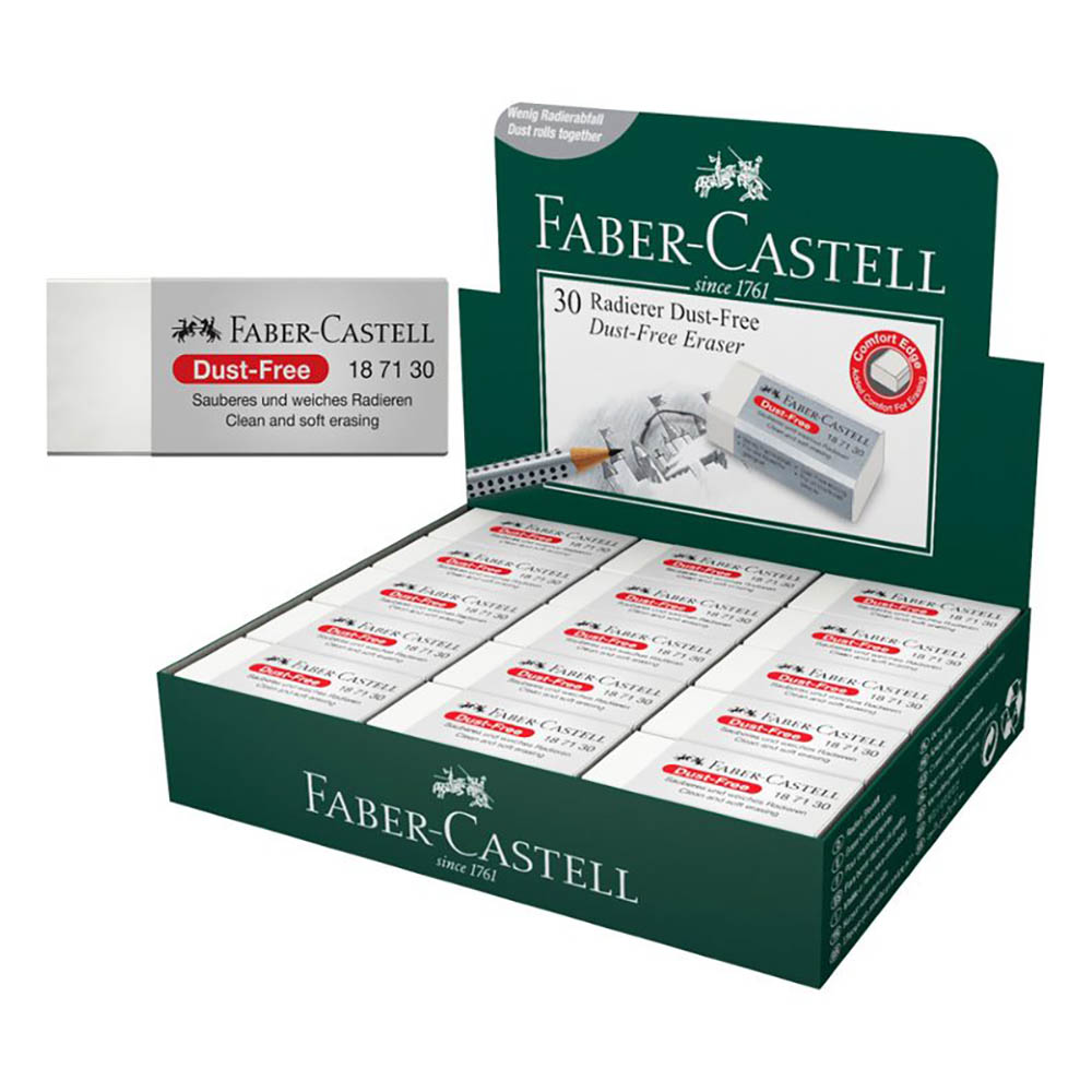 Image for FABER-CASTELL DUST FREE ERASERS MEDIUM BOX 30 from MOE Office Products Depot Mackay & Whitsundays