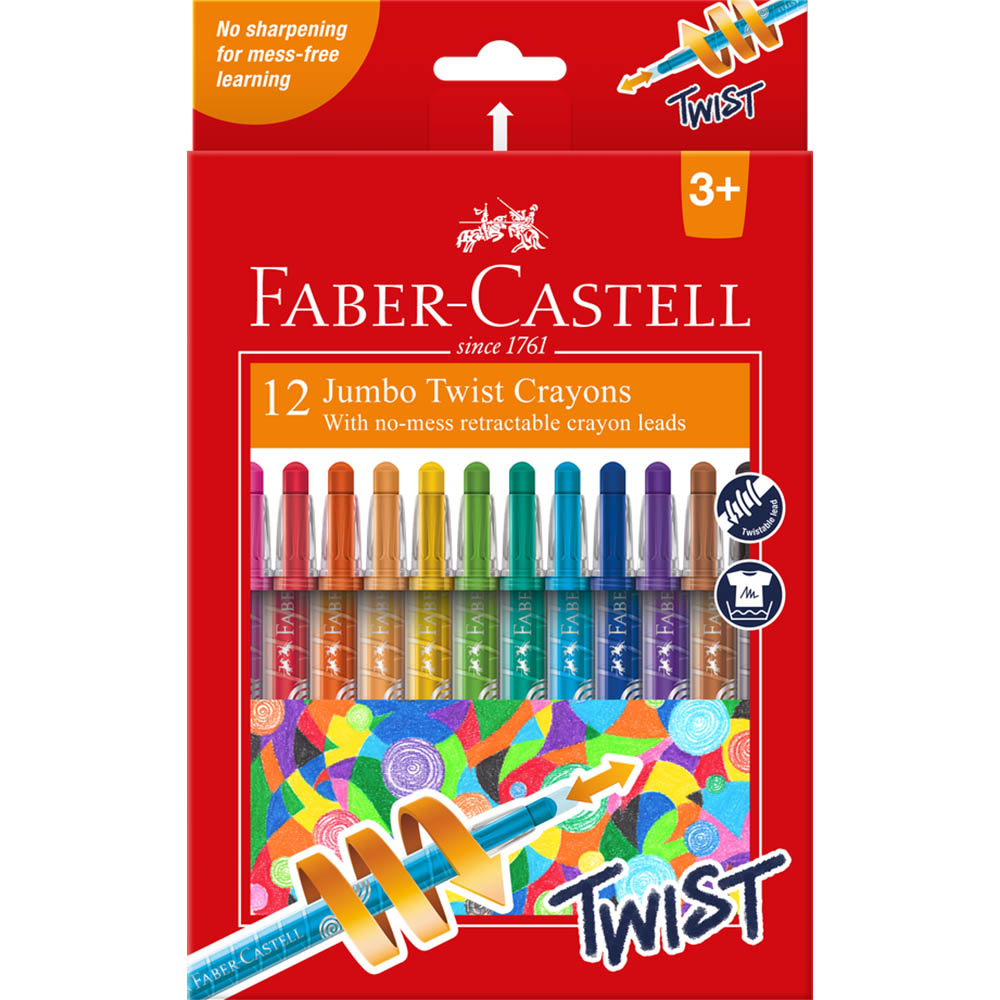 Image for FABER-CASTELL JUMBO TWIST CRAYONS ASSORTED BOX 12 from Ross Office Supplies Office Products Depot