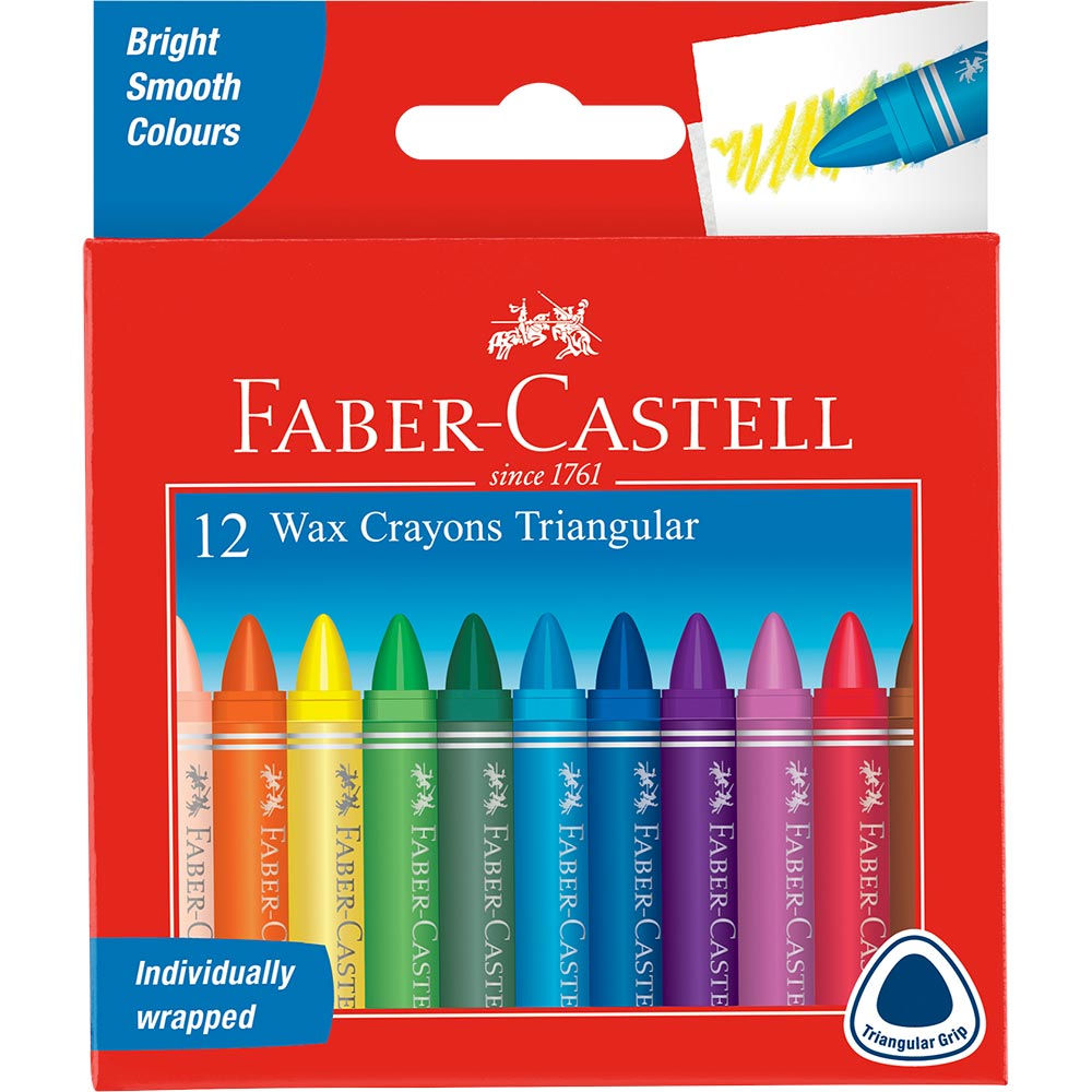 Image for FABER-CASTELL TRIANGULAR GRIP WAX CRAYONS ASSORTED PACK 12 from Albany Office Products Depot