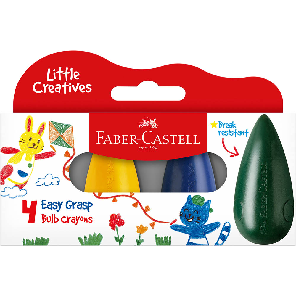 Image for FABER-CASTELL LITTLE CREATIVES EASY GRASP BULB CRAYON ASSORTED SET 4 from MOE Office Products Depot Mackay & Whitsundays