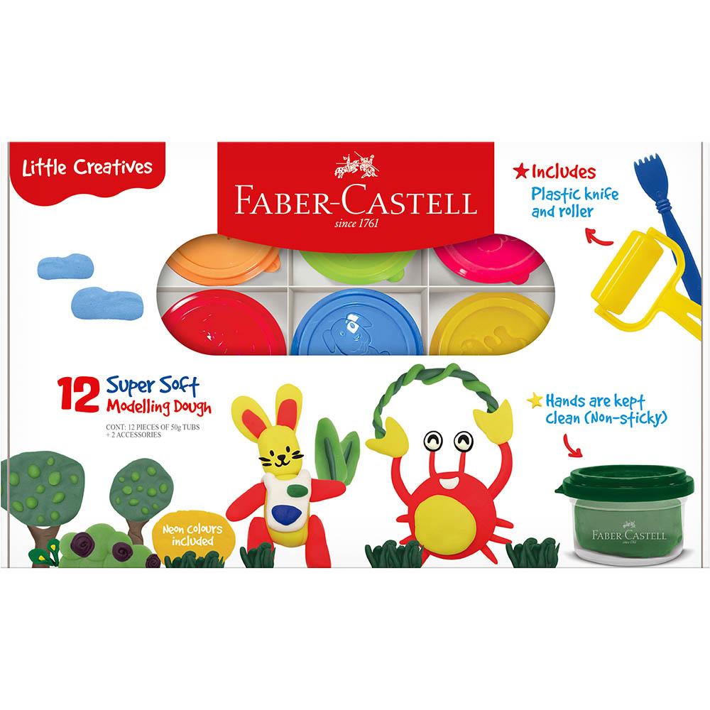 Image for FABER-CASTELL LITTLE CREATIVES MODELLING DOUGH 50G ASSORTED SET 12 from Total Supplies Pty Ltd