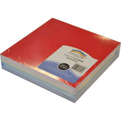 Image for RAINBOW COLOURED SQUARE CARD 203MM ASSORTED PACK 100 from Total Supplies Pty Ltd