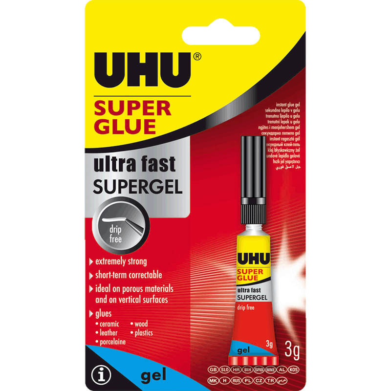 Image for UHU ULTRA FAST SUPERGEL SUPER GLUE 3G from MOE Office Products Depot Mackay & Whitsundays