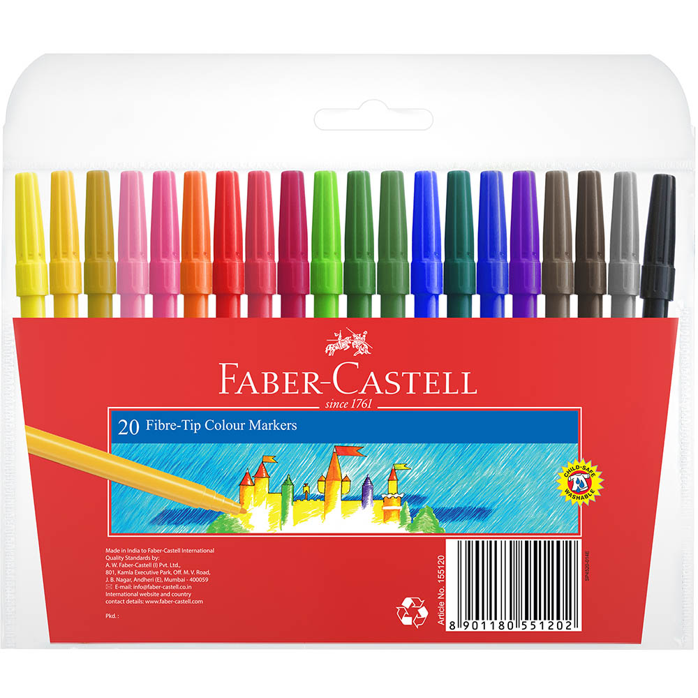 Image for FABER-CASTELL COLOURING MARKERS FIBRE TIP ASSORTED PACK 20 from Office Products Depot