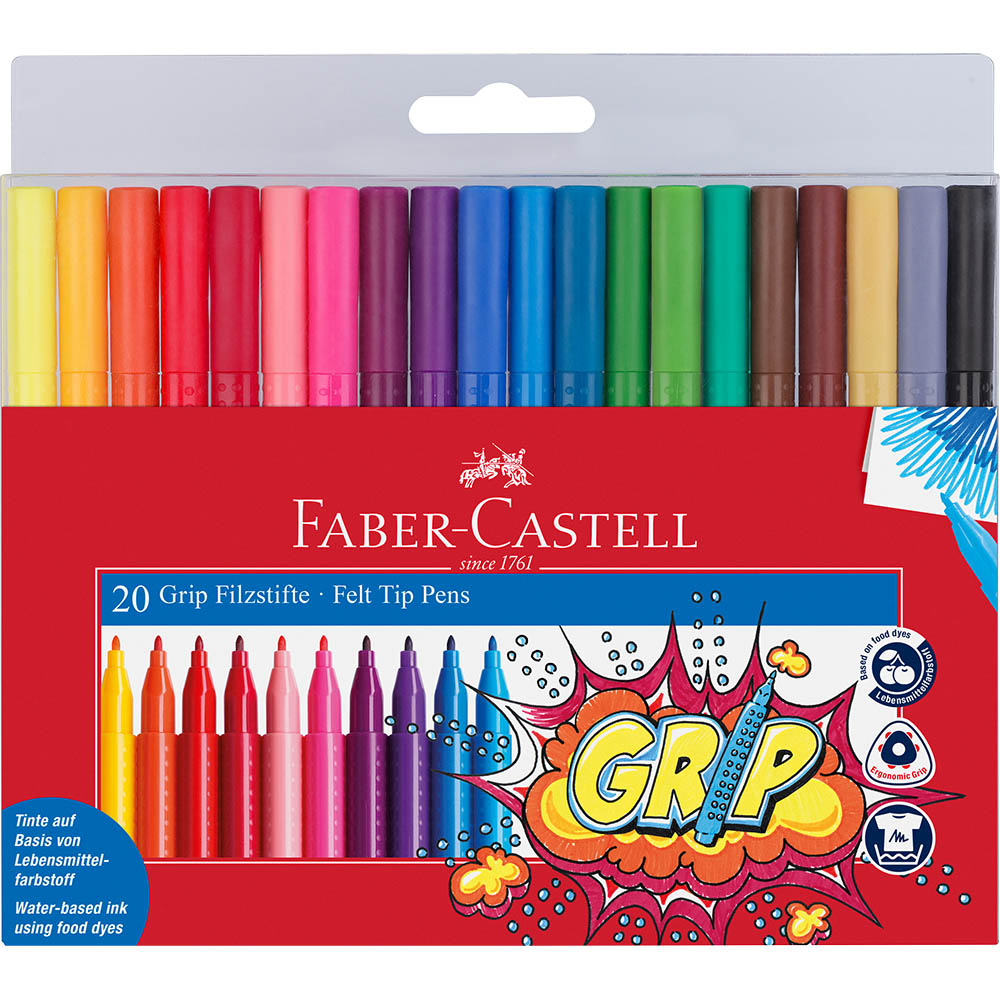 Image for FABER-CASTELL GRIP FELT TIP MARKERS ASSORTED PACK 20 from MOE Office Products Depot Mackay & Whitsundays