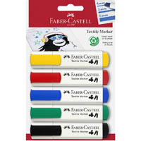 faber-castell textile marker assorted pack 5
