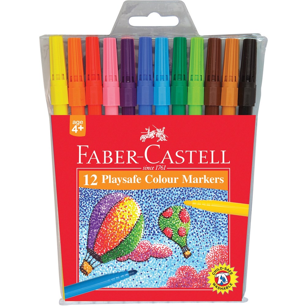 Image for FABER-CASTELL PLAYSAFE COLOUR MARKER BROAD TIP ASSORTED WALLET 12 from Office Products Depot