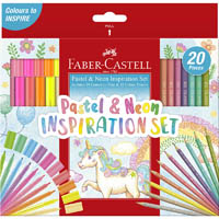 faber-castell inspiration set connector pens/pencils assorted pastel/neon pack 20