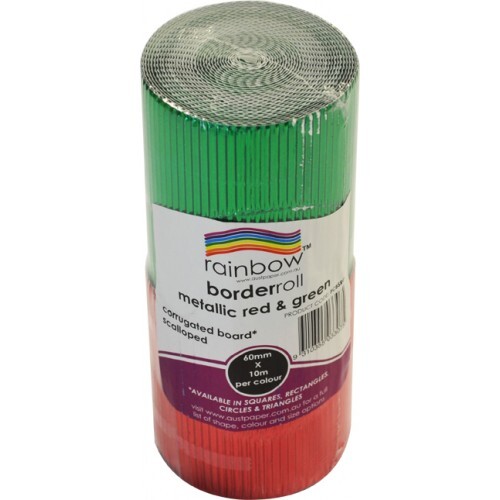 Image for RAINBOW CORRUGATED SCALLOPED BORDER ROLL 60MM X 10M METALLIC RED/GREEN from Ross Office Supplies Office Products Depot