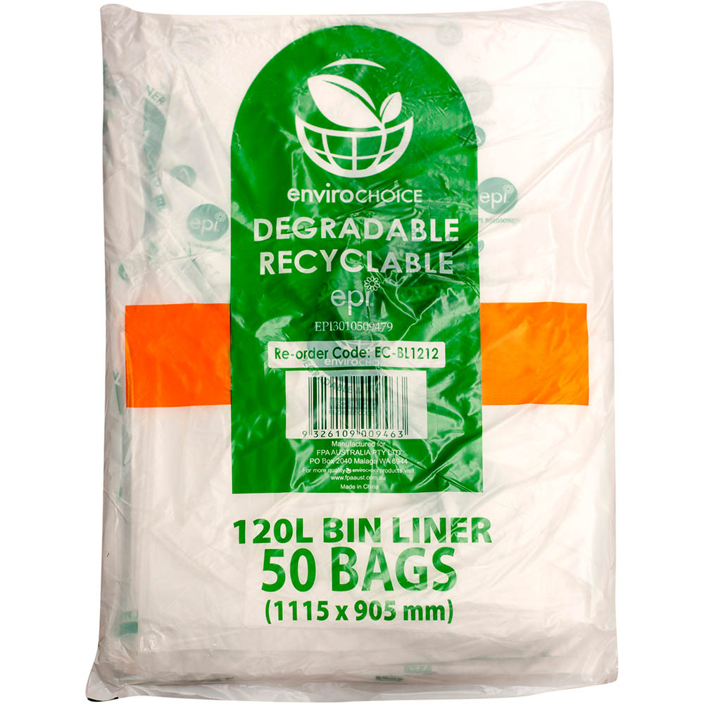 Image for ENVIROCHOICE BIN LINER DEGRADEABLE LOW DENSITY 120 LITRE CLEAR PACK 50 from MOE Office Products Depot Mackay & Whitsundays