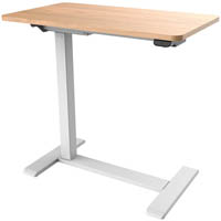 malmo electric mobile desk 700 x 400mm white base timber top