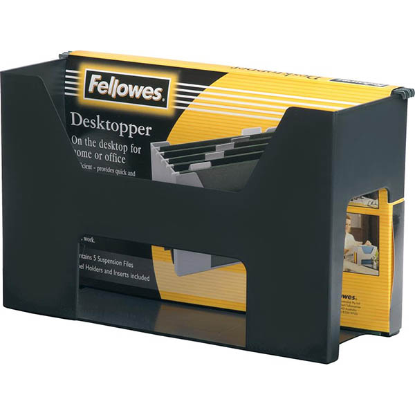 Image for FELLOWES ACCENTS DESKTOPPER WITH FILES AND TABS BLACK from Ross Office Supplies Office Products Depot