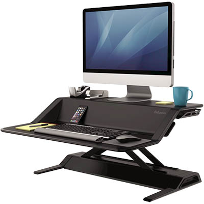 Image for FELLOWES LOTUS SIT STAND WORKSTATION 832 X 616MM BLACK from MOE Office Products Depot Mackay & Whitsundays