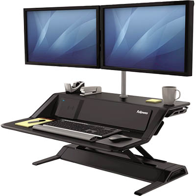 Image for FELLOWES LOTUS DX SIT STAND WORKSTATION 832 X 616MM BLACK from MOE Office Products Depot Mackay & Whitsundays