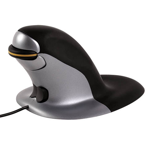 Image for PENGUIN AMBIDEXTROUS VERTICAL MOUSE WIRED LARGE BLACK/GREY from MOE Office Products Depot Mackay & Whitsundays