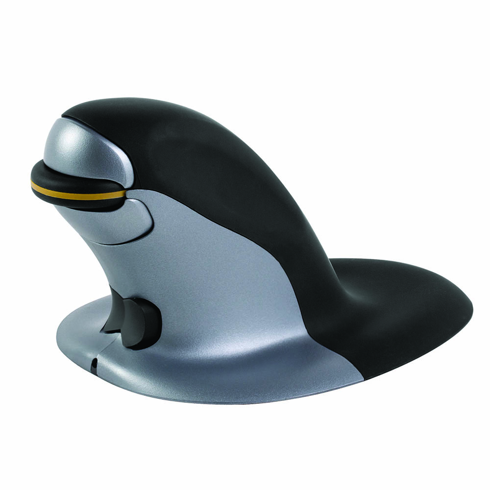 Image for PENGUIN AMBIDEXTROUS VERTICAL MOUSE WIRELESS MEDIUM BLACK/GREY from O'Donnells Office Products Depot