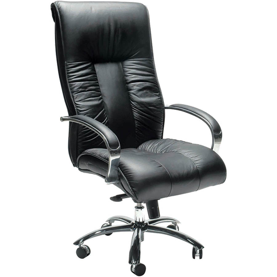 Image for SYLEX BIG BOY EXECUTIVE CHAIR 1-LEVER HIGH BACK LEATHER BLACK from Margaret River Office Products Depot