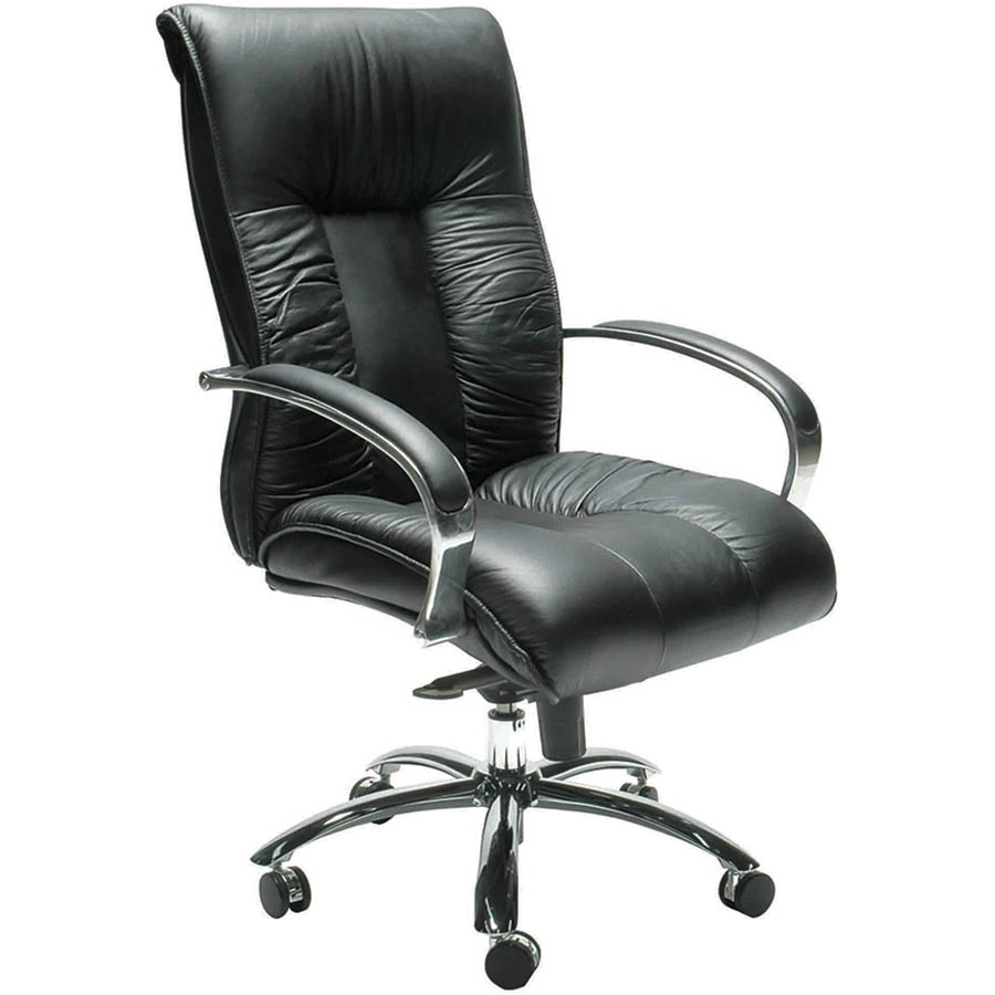 Image for SYLEX BIG BOY EXECUTIVE CHAIR 1-LEVER MEDIUM BACK LEATHER BLACK from Albany Office Products Depot