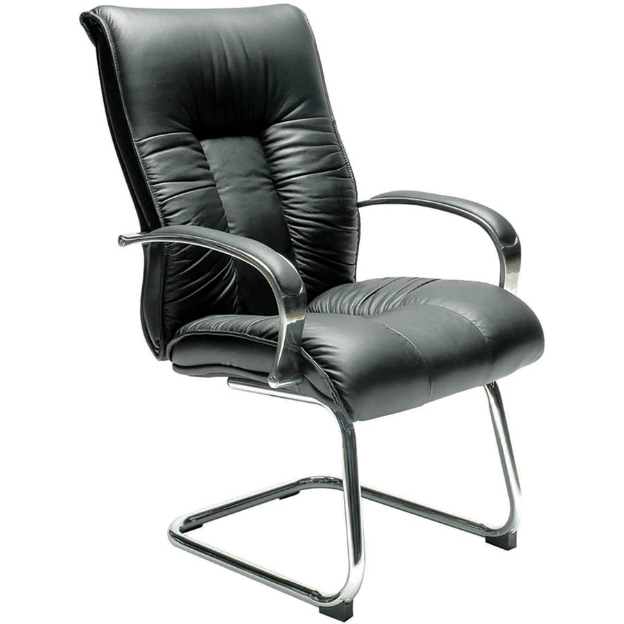Image for SYLEX BIG BOY EXECUTIVE VISITORS CHAIR MEDIUM BACK LEATHER BLACK from Total Supplies Pty Ltd